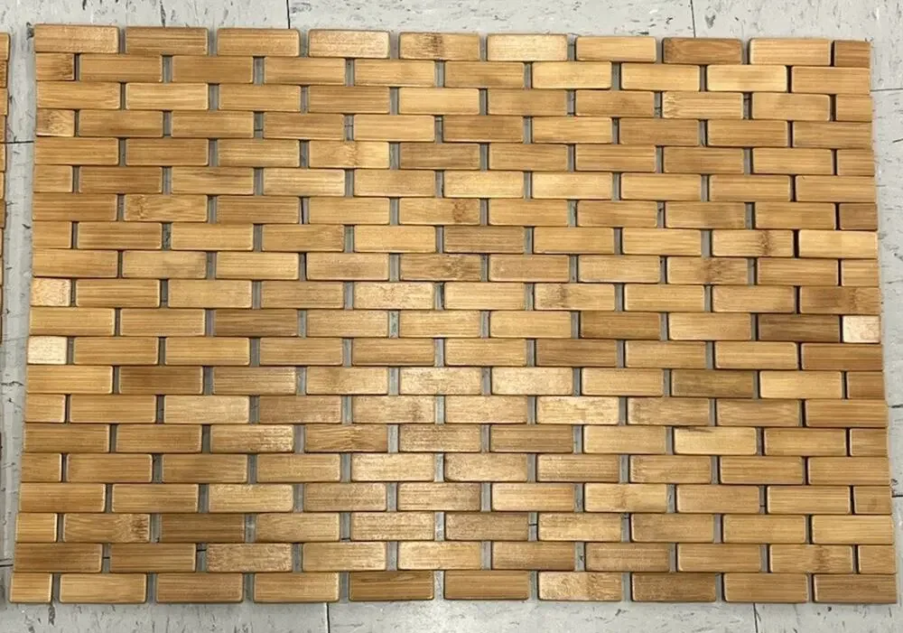 Mind Reader Boho Bamboo Bath Shower Bathroom Floor Wood Non-Slip Wooden Natural